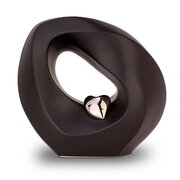 keramische urn met hartje mat zwart