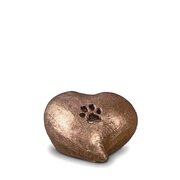 kleine urn hart pootafdruk brons