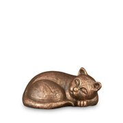 Keramische kunst kattenurn liggend brons