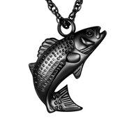 Ashanger Rvs vis Karper zwart incl. ketting