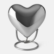 Mini urn rvs hart zilver op standaard (model 1)