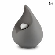 Porseleinen urn donkergrijs met wit hart 3,6L