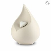 Porseleinen urn lichtbeige met wit hart 3,6L