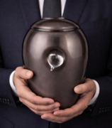 Grote kristal urn glas antraciet grijs (3,8 liter)