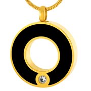 Ashanger rond goudkleurig/zwart strass 