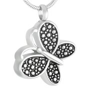 Ashanger Vlinder zilverkleurig met strass steentjes