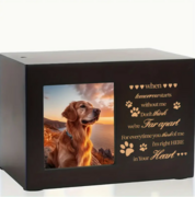 urn hout fotolijstje hond
