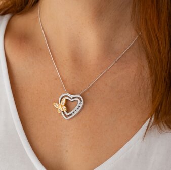 Ashanger Vlinder op hart met strass