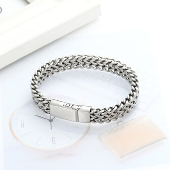 As armband zilverkleurig rvs 21cm