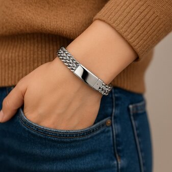 As armband zilverkleurig rvs 21cm