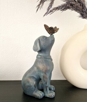 Urn Hond met Vlinder antraciet/brons (0,15L) 
