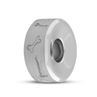 Asbedel Rond met botjes hond zilver 925