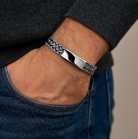 As armband zilverkleurig rvs 21cm
