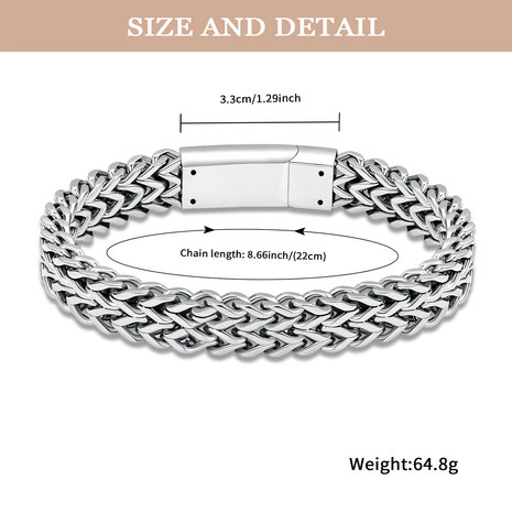 As armband zilverkleurig rvs 21cm