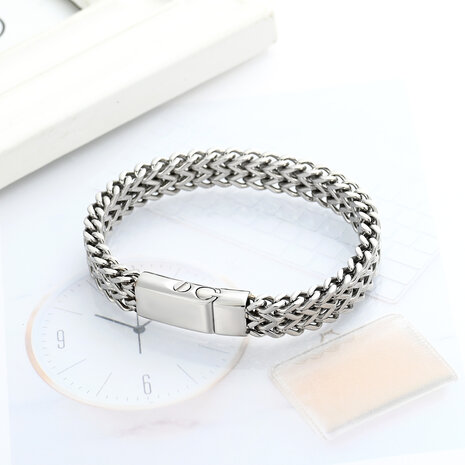 As armband zilverkleurig rvs 21cm
