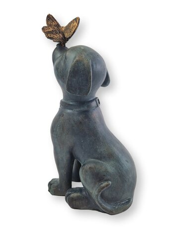 Urn Hond met Vlinder antraciet/brons (0,15L) 