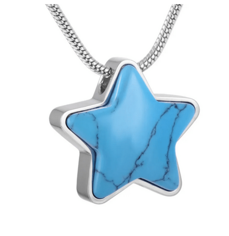 Ashanger Ster krakele steen blauw inclusief ketting