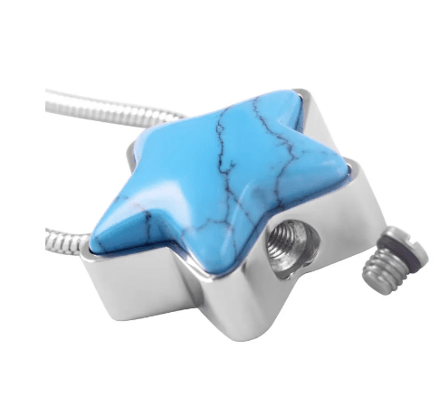 Ashanger Ster krakele steen blauw inclusief ketting
