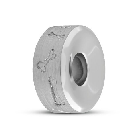 Asbedel Rond met botjes hond zilver 925