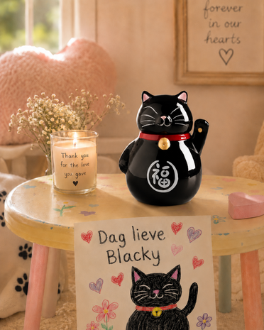 Katten urn Maneki Neko  zwart (0,88L)