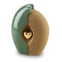 Keramische urn groen/zand met goud hart