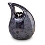 Keramische urn traan zwartblauw met zilver hart (3,8L)