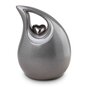 Keramische urn traan zilvergrijs met zilver hart (3,8L)
