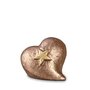 Keramische mini kunst urn brons hart met gouden ster