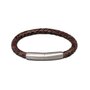 As Armband smal gevlochten leder donkerbruin zilver 925