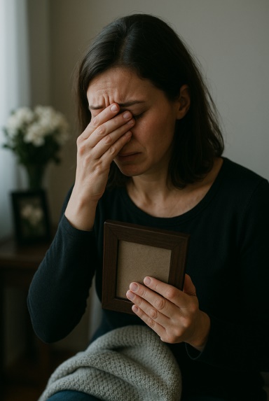 vrouw huilt om overlijden