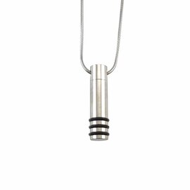 Ashanger buis zilverkleurig met rubber zwart incl. ketting