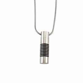 Ashanger buis zilverkleurig met zwarte streepjes incl. ketting