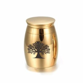 Mini urn rvs Tree of life goudkleurig (0,01L)