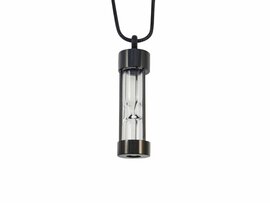Ashanger rvs Zandloper met glas zwart
