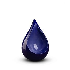 Keramische mini urn traan blauw (kan ook buiten, 0,4L)