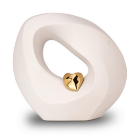 Keramische urn mat wit/goudkleurig (4L)