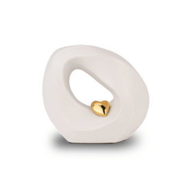 Keramische urn wit/goudkleurig mini (0,9L)