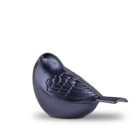 Metalen mini urn zangvogel donkerblauw (0,10L)