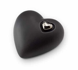 Keramische urn hart zwart (1,4L)