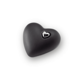 Keramische urn hart zwart mini (0,7L)