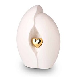 Keramische urn wit met goudkleurig hart (3.8L)