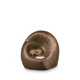 Keramische kunst hondenurn waxinelichthouder hond liggend (0,5L)