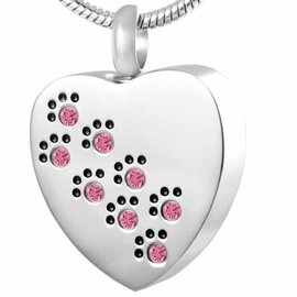 Ashanger Hart dierenpootjes roze strass