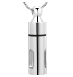 Ashanger rvs Buis as zichtbaar glas incl. ketting