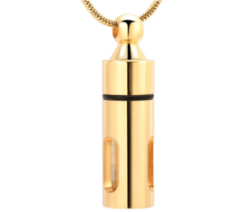 Ashanger Buis goudkleur as zichtbaar glas incl. ketting