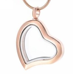 Ashanger dubbel Hart zichtbaar roségoudkleurig / zilverkleurig