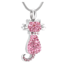 Ashanger Kat strass roze