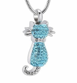 Ashanger Kat strass blauw