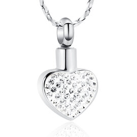 Ashanger rvs Hartje met strass steentjes zilverkleurig