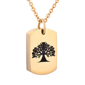Assieraad rvs Plaat Tree of life goudkleurig